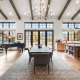 redesigned and remodeled open living, dining and kitchen area in Ashland, Oregon home with pool and view