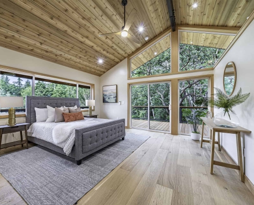 redesigned and remodeled master bedroom in Ashland, Oregon home renovation
